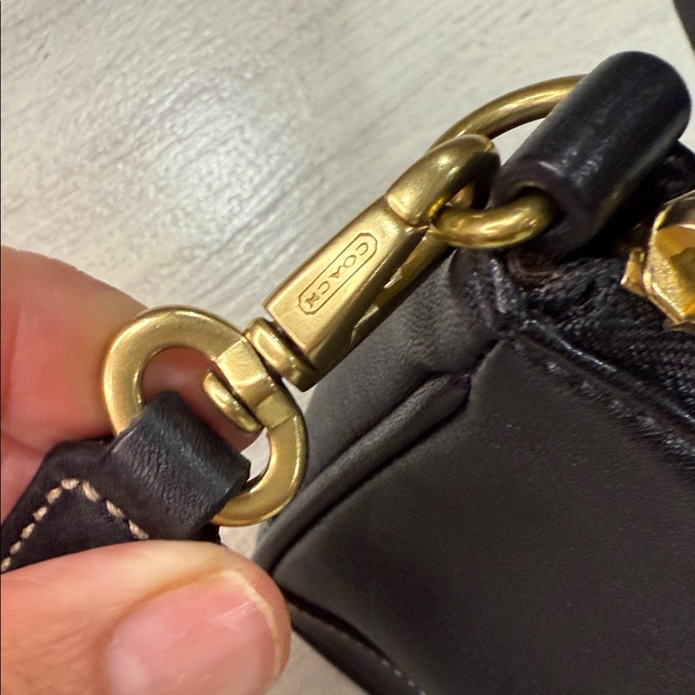 Coach Black Leatherwear Shoulder Bag with Gold Accents-NWOT - Picture 6 of 16
